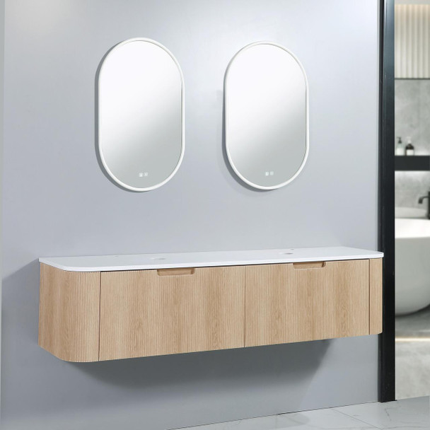 Roma Double Bowl - Fluted (Vanity ONLY) Wall Hung 1800mm 
