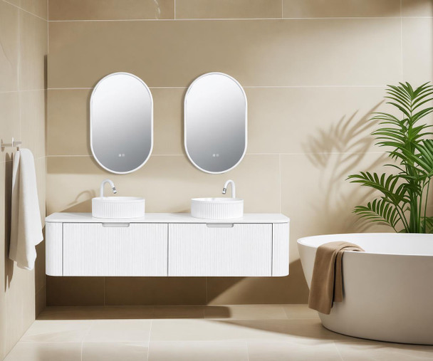 Roma Double Bowl - Fluted (Vanity ONLY) Wall Hung 1800mm 