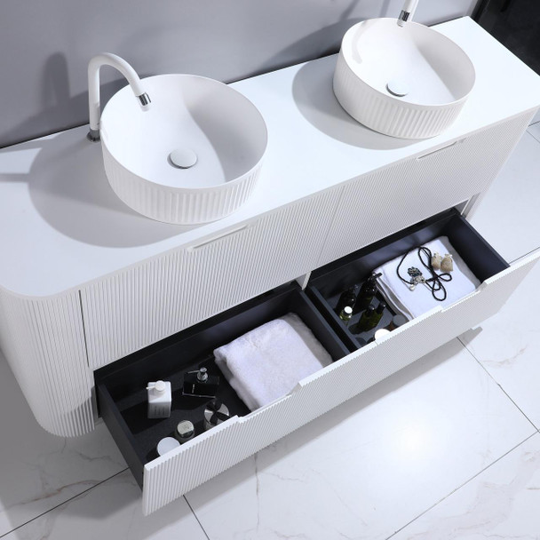 Roma - Fluted Floor Mount Vanity with Double Bowl Top Options Available 1800mm  