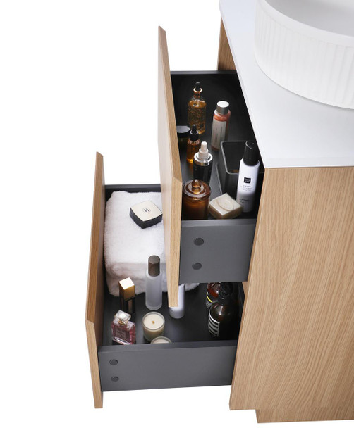 Willow - Oak Vanity Cabinet Floor Mount With Top Options Available 600mm 