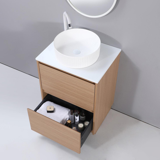 Willow - Oak Vanity Cabinet Floor Mount With Top Options Available 600mm 