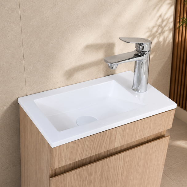 Willow  -  Powder Room Floor Mounted  Oak Vanity 400 mm
