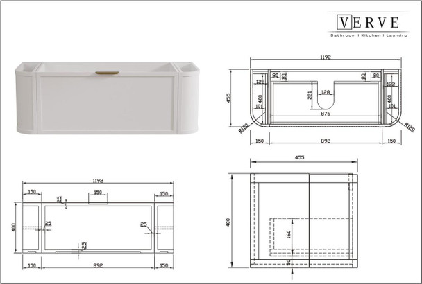 Chelsea White Wall Hung Vanity 1200mm 