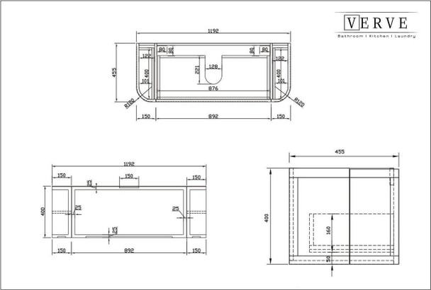 Chelsea White Wall Hung Vanity 1200mm 
