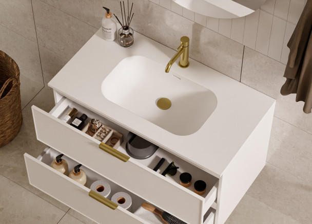 Hadley Matte White Wall Hung Vanity 900mm
