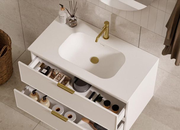 Hadley Matte White Wall Hung Vanity 900mm 