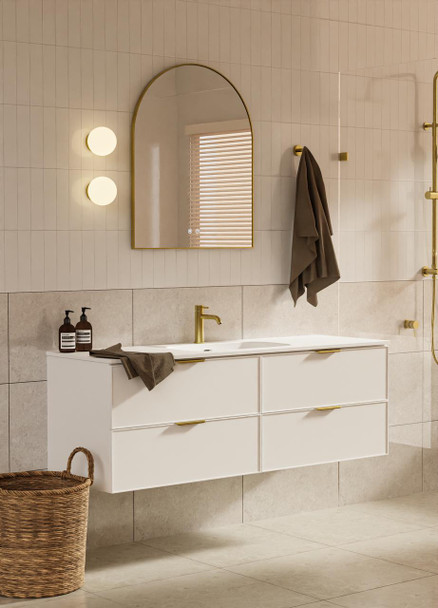 Hadley Matte White Wall Hung Vanity 1500mm Single Basin 