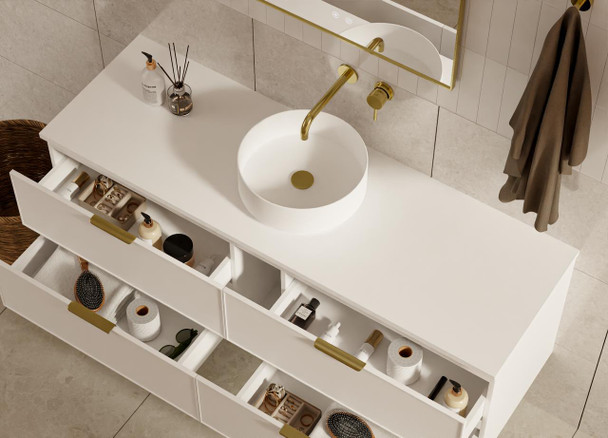 Hadley Matte White Wall Hung Vanity 1500mm Single Basin 