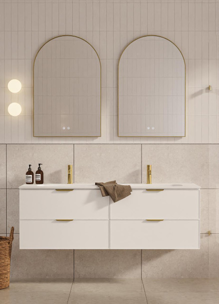Hadley Matte White Wall Hung Vanity 1500mm Double Basin 
