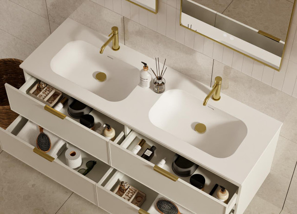 Hadley Soft Grey Wall Hung Vanity 1500mm Double Basin 