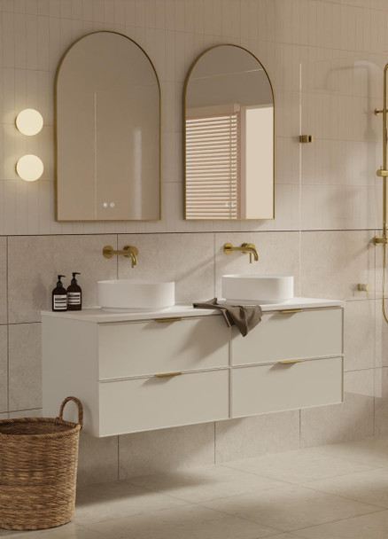Hadley Soft Grey Wall Hung Vanity 1500mm Double Basin 