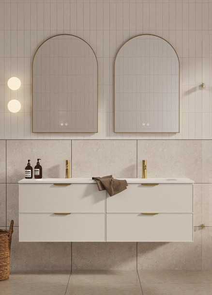 Hadley Soft Grey Wall Hung Vanity 1500mm Double Basin 