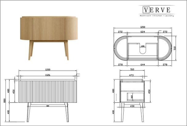 Abigail American Oak Floor Standing Vanity 1200mm 