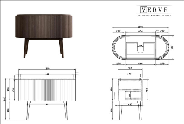Abigail Mocha Oak Floor Standing Vanity 1200mm 