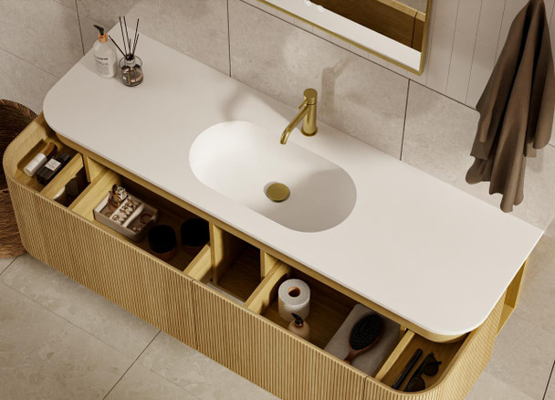 Yallingup American Oak Wall Hung Vanity 1500mm Single Basin 