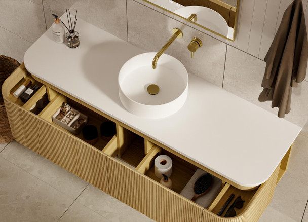 Yallingup American Oak Wall Hung Vanity 1500mm Single Basin 