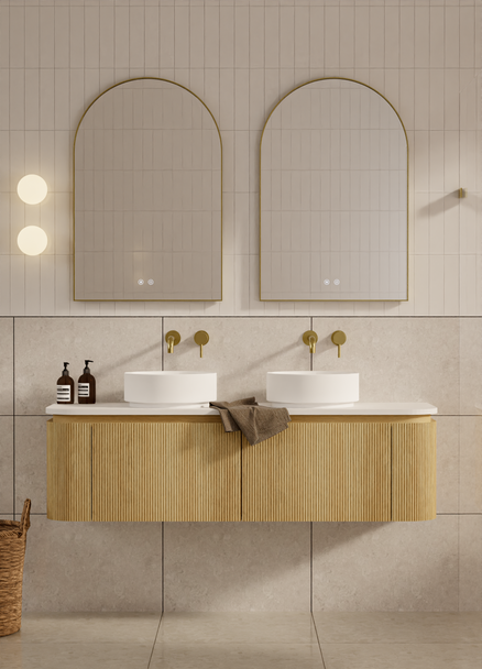 Yallingup American Oak Wall Hung Vanity 1500mm Double Basin