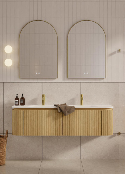 Yallingup American Oak Wall Hung Vanity 1500mm Double Basin 
