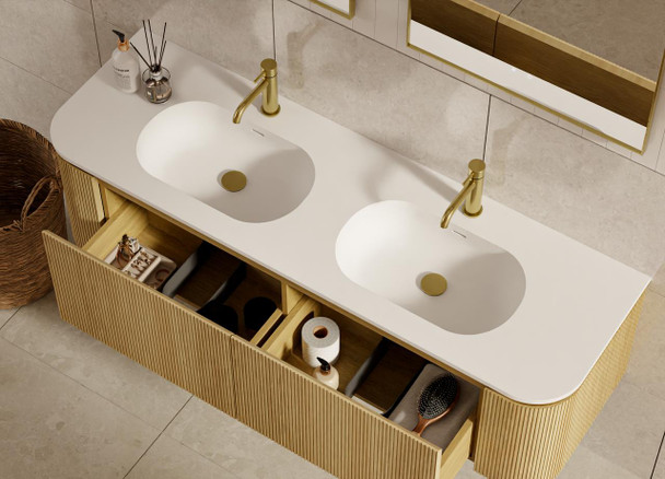 Yallingup American Oak Wall Hung Vanity 1500mm Double Basin 
