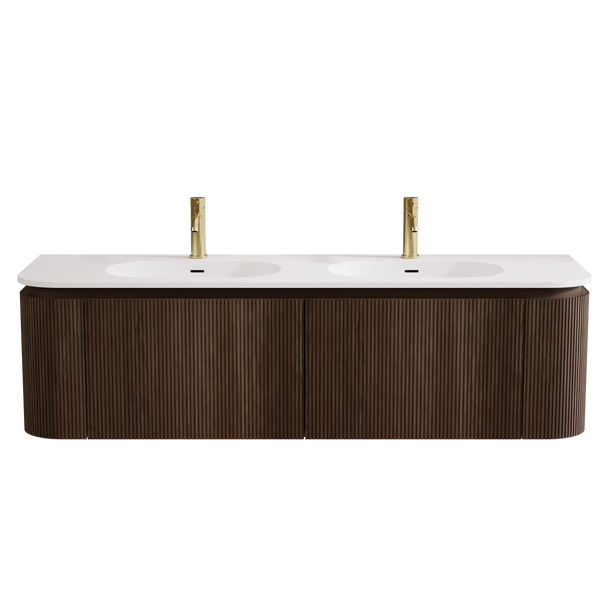 Yallingup Mocha Oak Wall Hung Vanity 1500mm Double Basin