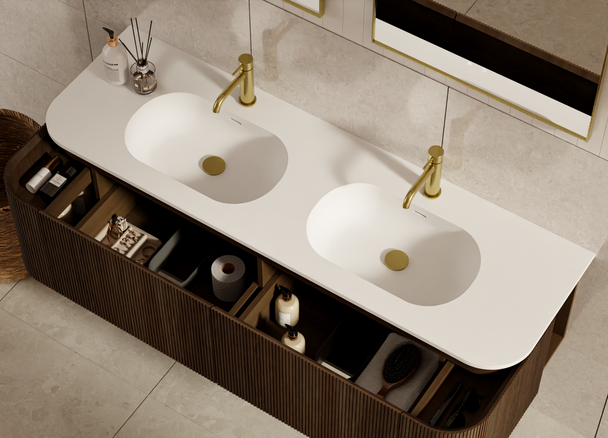 Yallingup Mocha Oak Wall Hung Vanity 1500mm Double Basin
