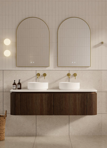 Yallingup Mocha Oak Wall Hung Vanity 1500mm Double Basin 