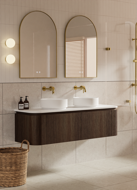 Yallingup Mocha Oak Wall Hung Vanity 1800mm Double Basin