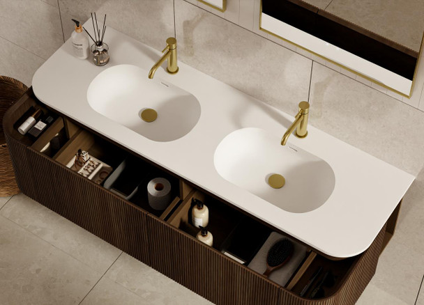Yallingup Mocha Oak Wall Hung Vanity 1800mm Double Basin 