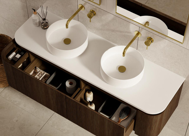 Yallingup Mocha Oak Wall Hung Vanity 1800mm Double Basin 