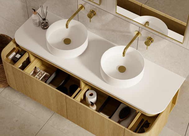 Yallingup American Oak Wall Hung Vanity 1800mm Double Basin