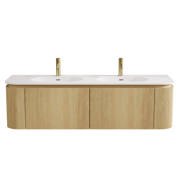 Yallingup American Oak Wall Hung Vanity 1800mm Double Basin