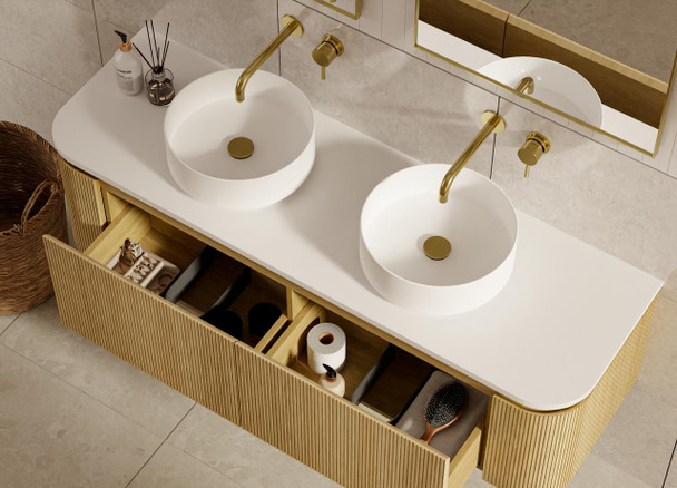 Yallingup American Oak Wall Hung Vanity 1800mm Double Basin 
