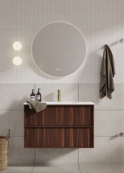 Flinders Black Walnut Wall Hung Vanity 900mm