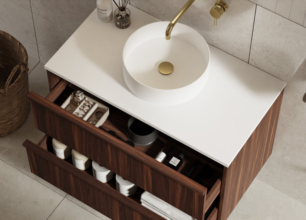 Flinders Black Walnut Wall Hung Vanity 900mm