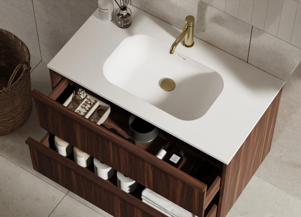 Flinders Black Walnut Wall Hung Vanity 900mm 