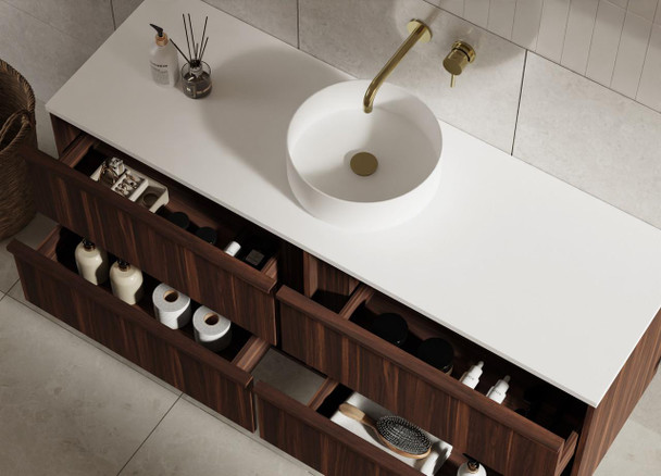 Flinders Black Walnut Wall Hung Vanity 1500mm Single Basin 