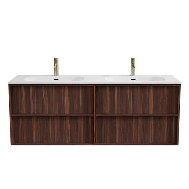 Flinders Black Walnut Wall Hung Vanity 1500mm Double Basin 