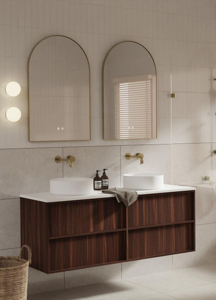 Flinders Black Walnut Wall Hung Vanity 1500mm Double Basin 