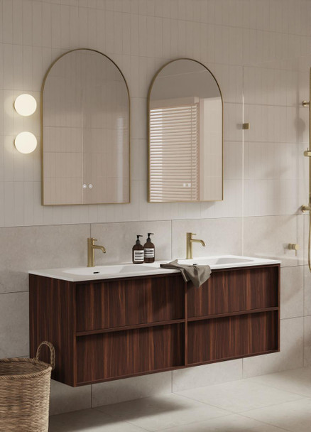 Flinders Black Walnut Wall Hung Vanity 1500mm Double Basin 