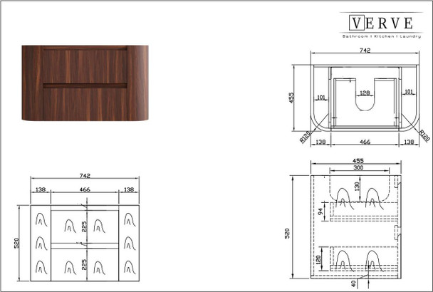 Karijini Black Walnut Wall Hung Vanity 750mm 
