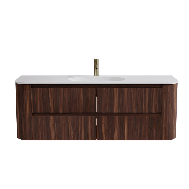 Karijini Black Walnut Wall Hung Vanity 1500mm Single Basin