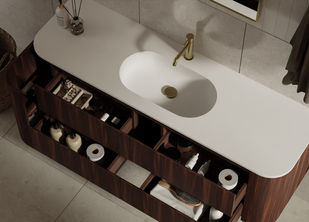 Karijini Black Walnut Wall Hung Vanity 1500mm Single Basin