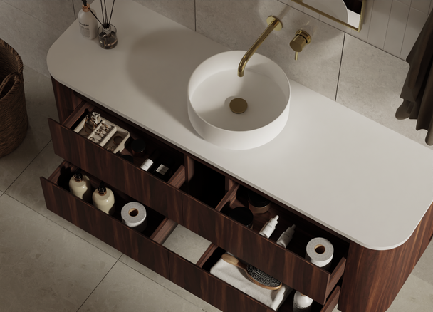 Karijini Black Walnut Wall Hung Vanity 1500mm Single Basin