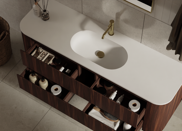 Karijini Black Walnut Wall Hung Vanity 1500mm Single Basin