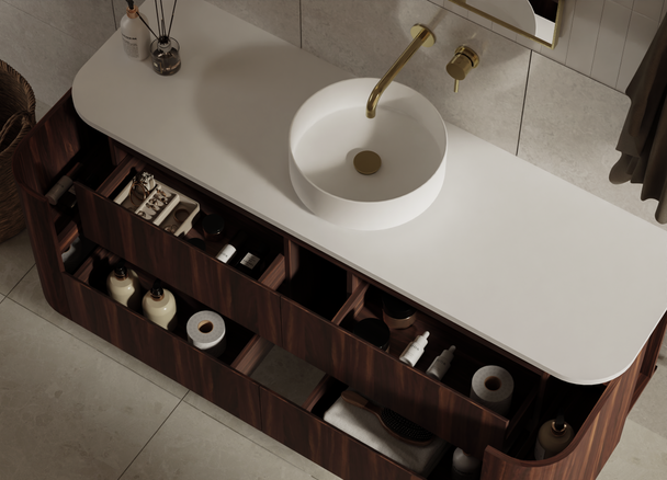 Karijini Black Walnut Wall Hung Vanity 1500mm Single Basin