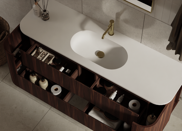 Karijini Black Walnut Wall Hung Vanity 1500mm Single Basin
