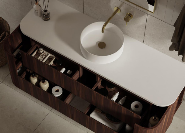 Karijini Black Walnut Wall Hung Vanity 1500mm Single Basin 