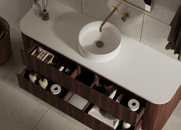 Karijini Black Walnut Wall Hung Vanity 1500mm Single Basin 