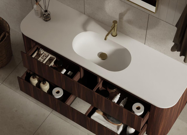 Karijini Black Walnut Wall Hung Vanity 1500mm Single Basin 