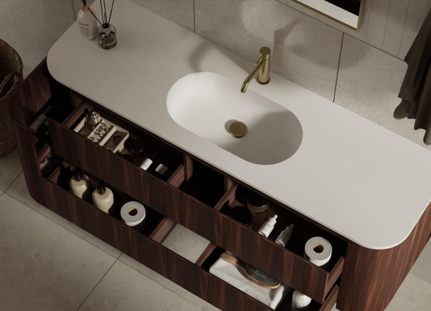 Karijini Black Walnut Wall Hung Vanity 1500mm Single Basin 